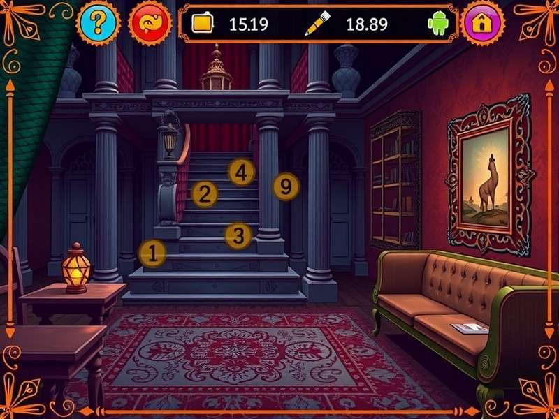 Enigmatic Haveli Adventure gameplay screenshot showing Indian mansion exploration